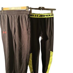 Under Armour Kids Black Leggings with Yellow Accents